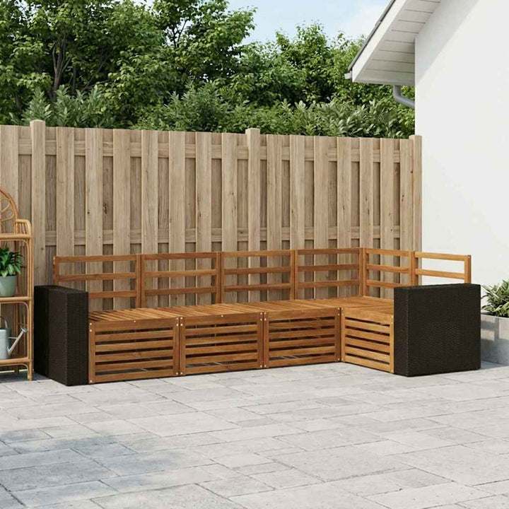 Sektionalsofa sæt 5 pcs Naturfarvet Massivt Akacietræ