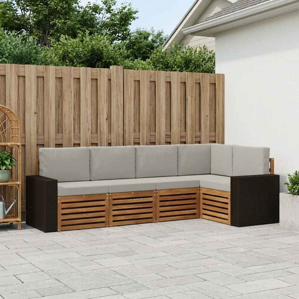 Sektionalsofa sæt med pude 5 pcs Naturfarvet og lysegrå