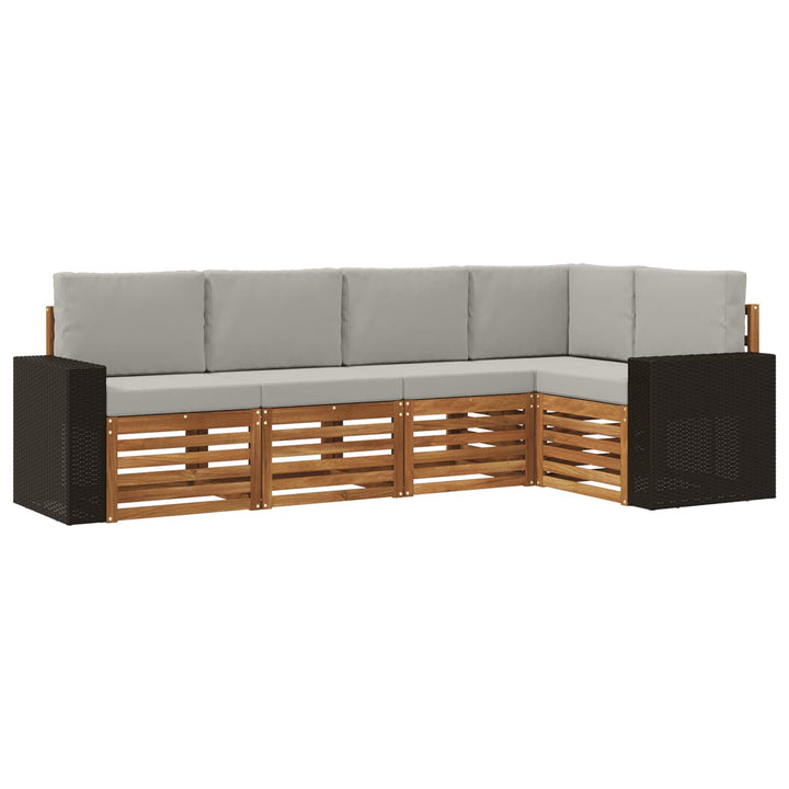 Sektionalsofa sæt med pude 5 pcs Naturfarvet og lysegrå