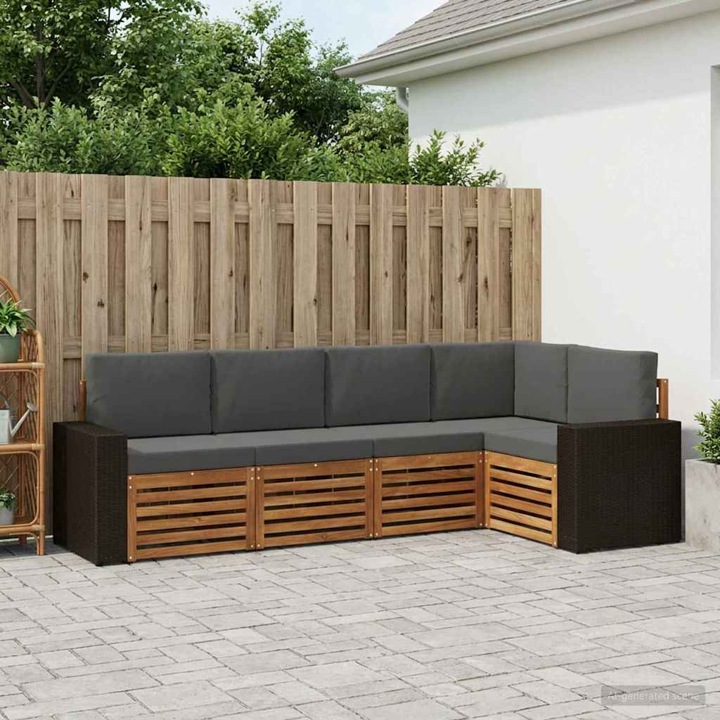 Udendørs sofagruppe 5 stk. Naturlig og Antracit Polyester