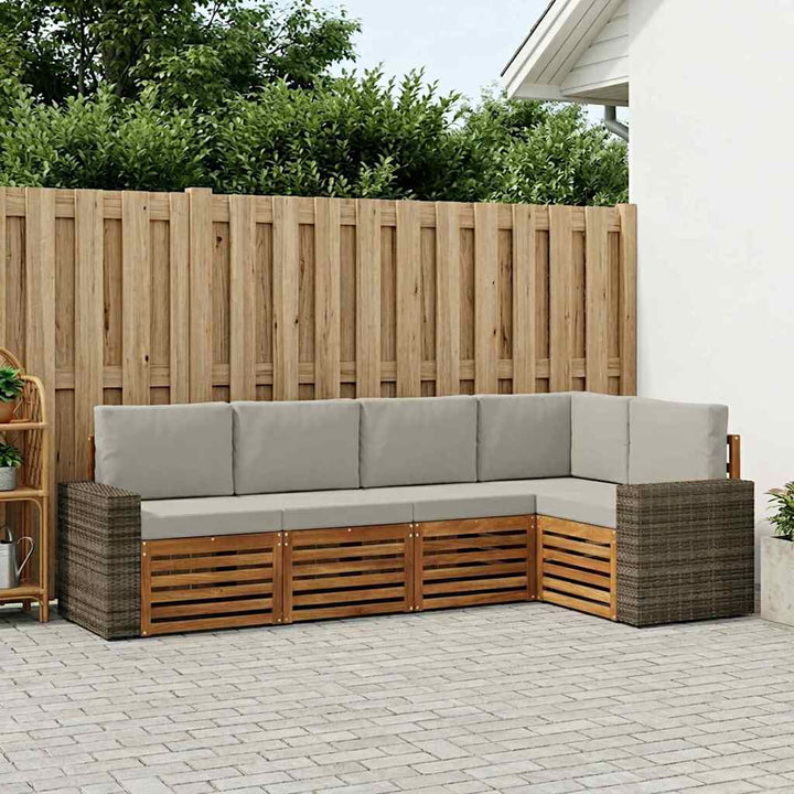 Sektionalsofa sæt med pude 5 pcs Naturfarvet og lysegrå