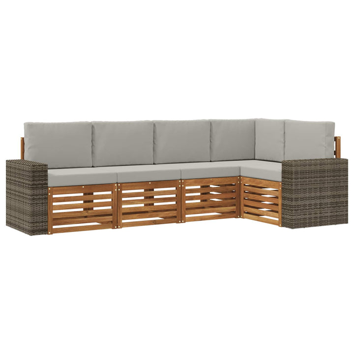 Sektionalsofa sæt med pude 5 pcs Naturfarvet og lysegrå