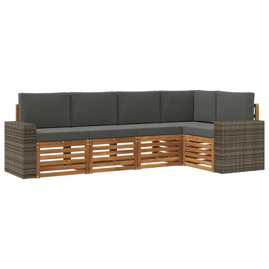 Sektionalsofa sæt 5 pcs Naturlig og Antracit Massivt Akacietræ