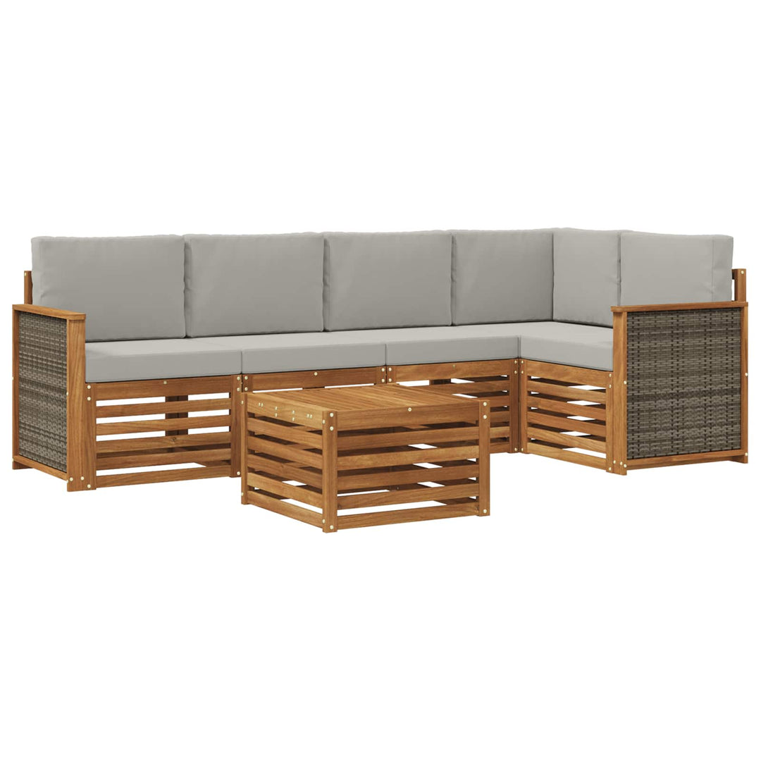 Sektionalsofa sæt med pude 5 pcs Naturfarvet og lysegrå