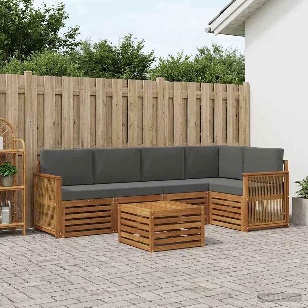 Udendørs sofagruppe 5 stk. Naturlig og Antracit