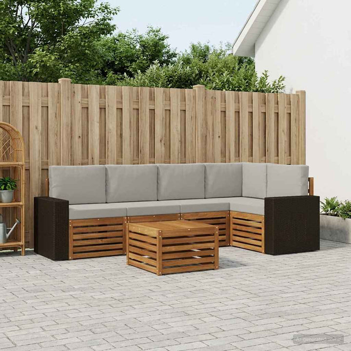 Udendørs sofagruppe 6 stk. Naturfarvet og lysegrå Polyester