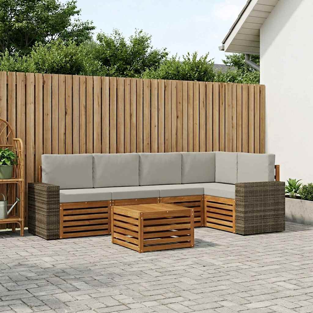 Sektionalsofa sæt med pude 6 pcs Naturfarvet og lysegrå