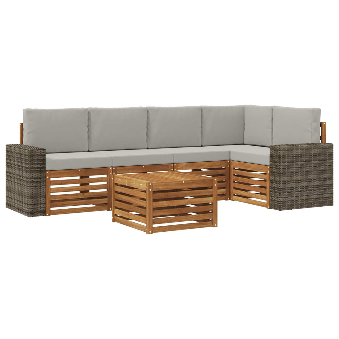 Sektionalsofa sæt med pude 6 pcs Naturfarvet og lysegrå