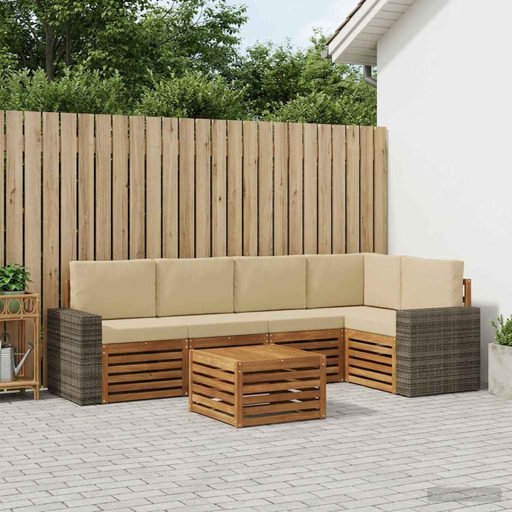 Udendørs sofagruppe 6 stk. Naturlig og Beige Polyester