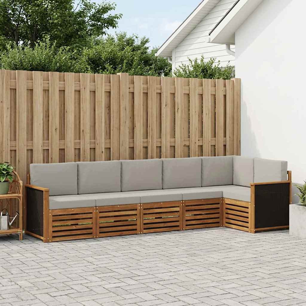 Sektionalsofa sæt med pude 5 pcs Naturfarvet og lysegrå