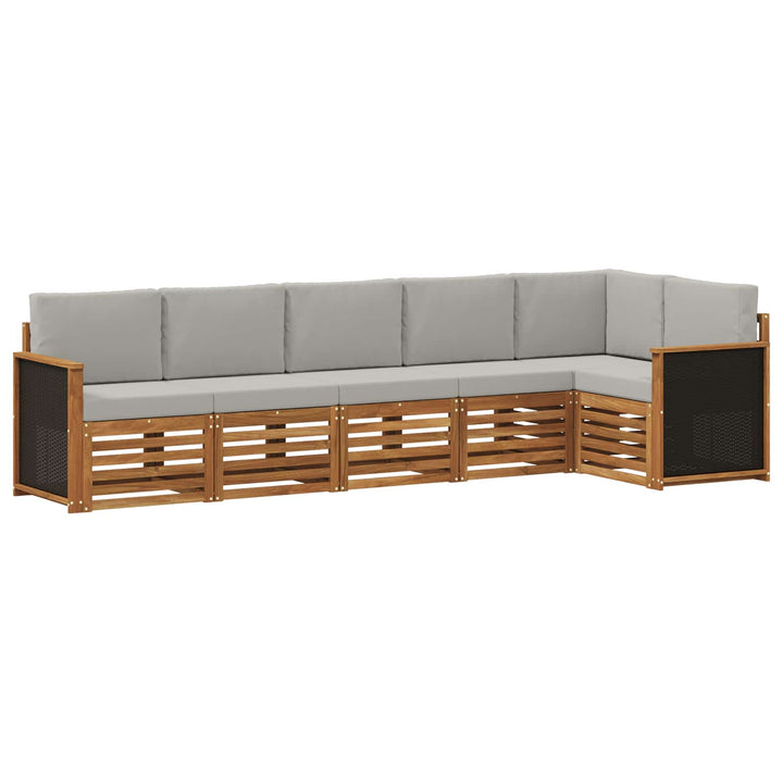 Sektionalsofa sæt med pude 5 pcs Naturfarvet og lysegrå