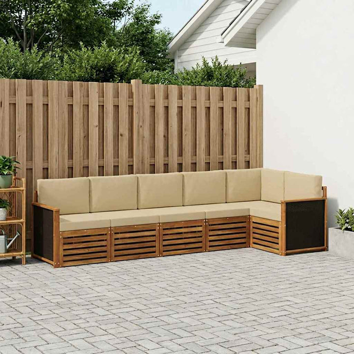 Sektionalsofa sæt 5 pcs Naturfarvet Soli Akacietræ og polyester