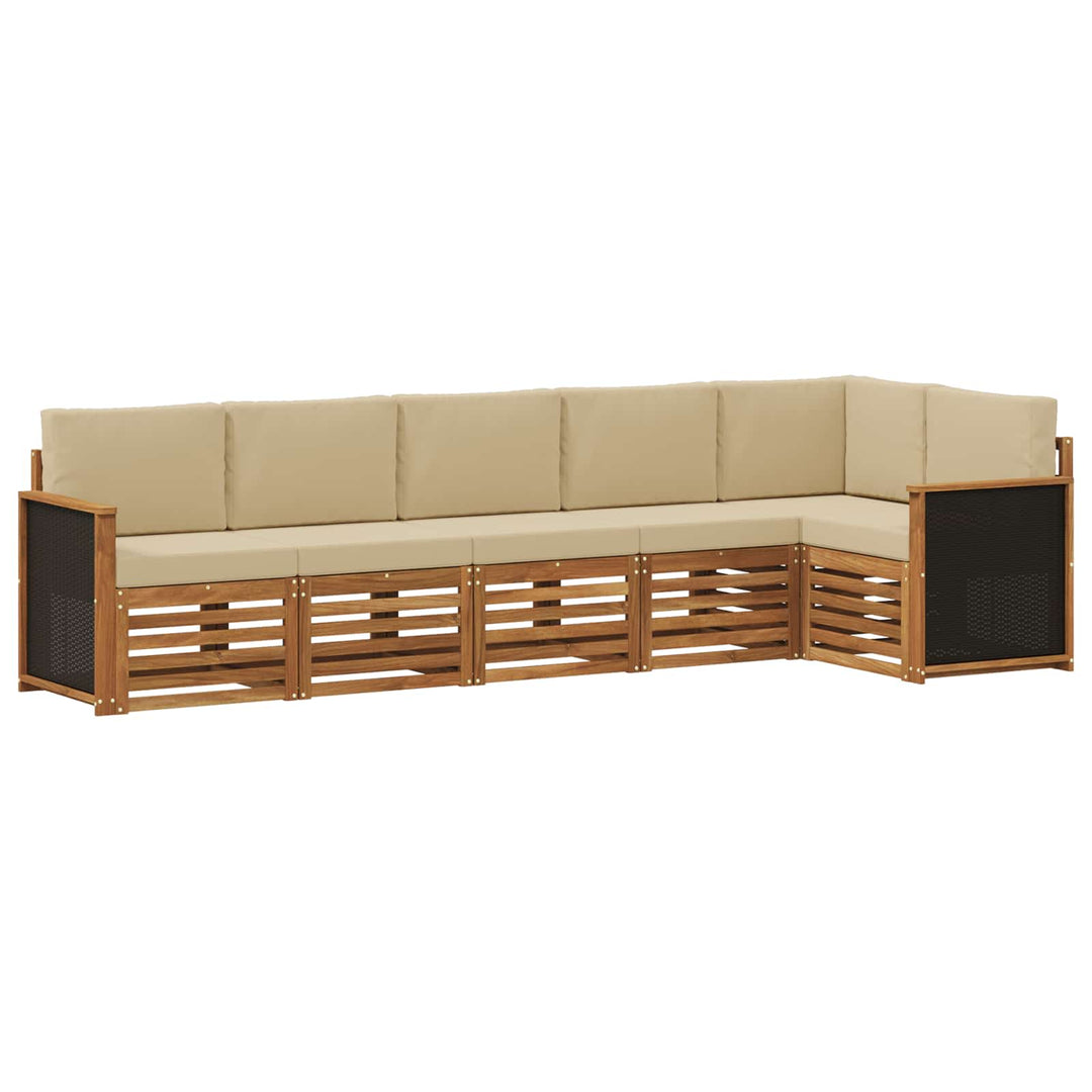 Sektionalsofa sæt 5 pcs Naturfarvet Soli Akacietræ og polyester
