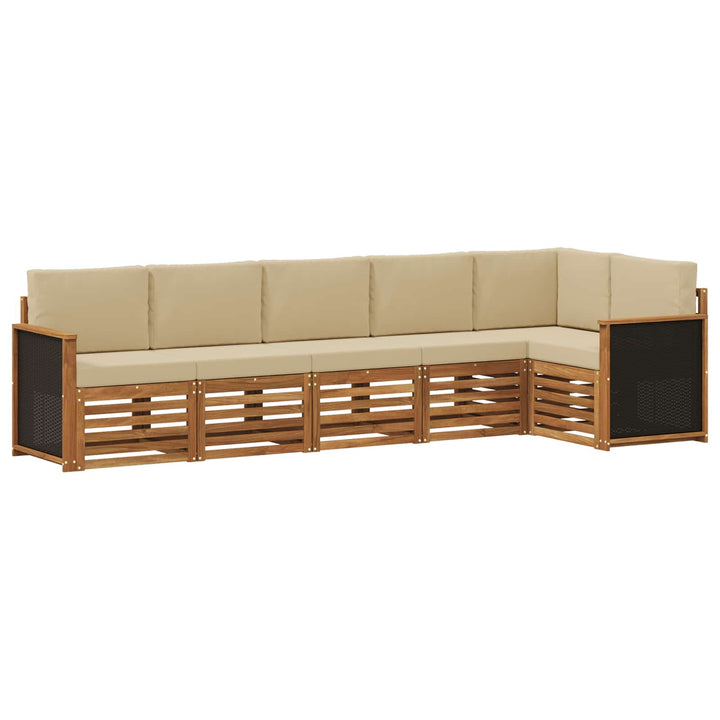 Sektionalsofa sæt 5 pcs Naturfarvet Soli Akacietræ og polyester