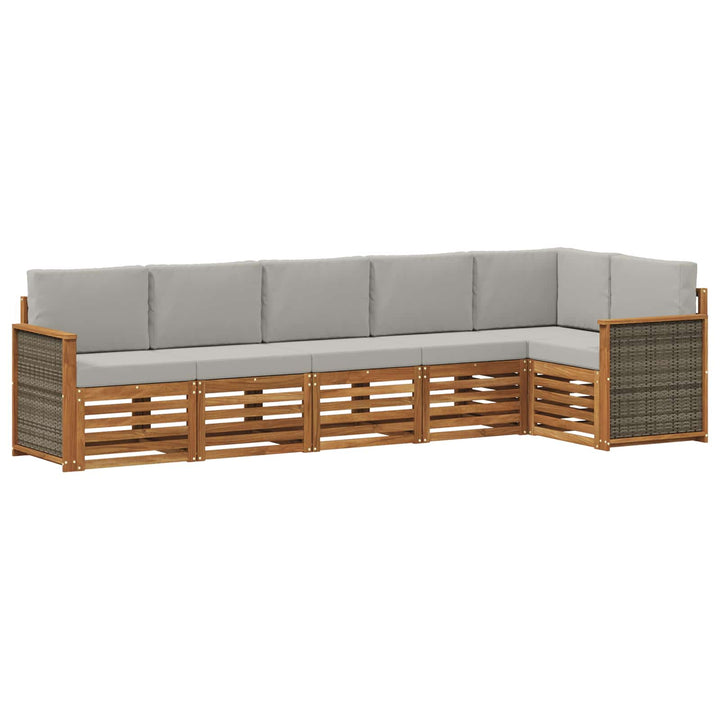 Sektionalsofa sæt med pude 5 pcs Naturfarvet og lysegrå