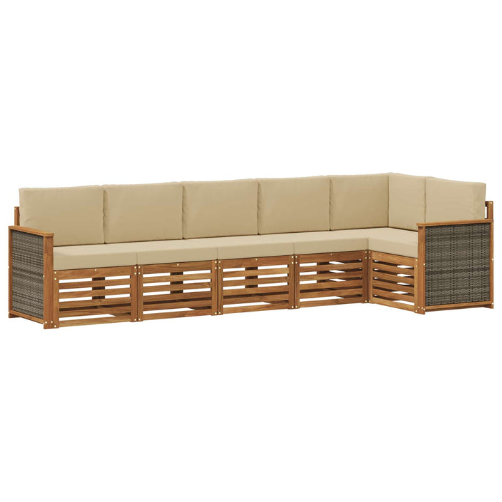 Sektionalsofa sæt 5 pcs Naturfarvet Soli Akacietræ og polyester