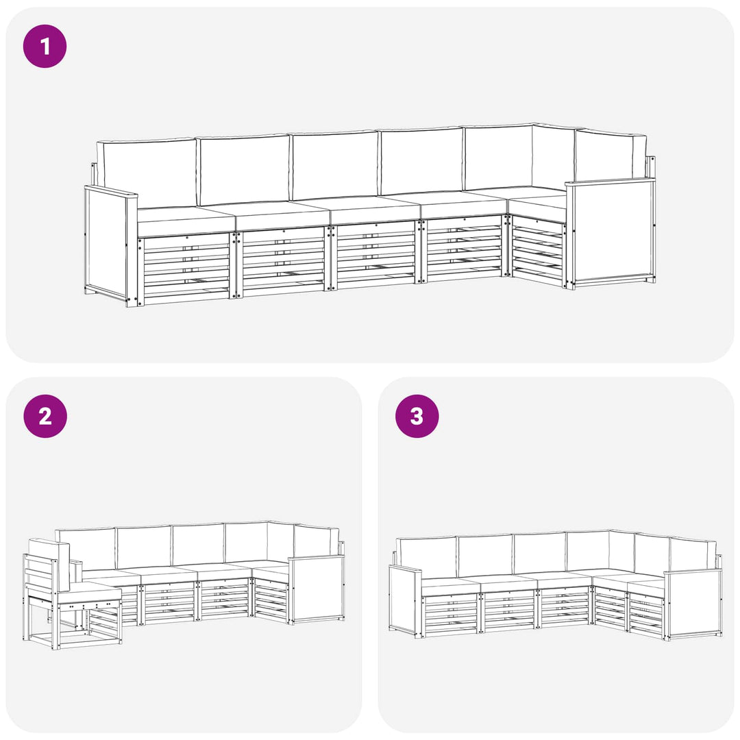 Sektionalsofa sæt med pude 5 pcs Naturlig og Fløde