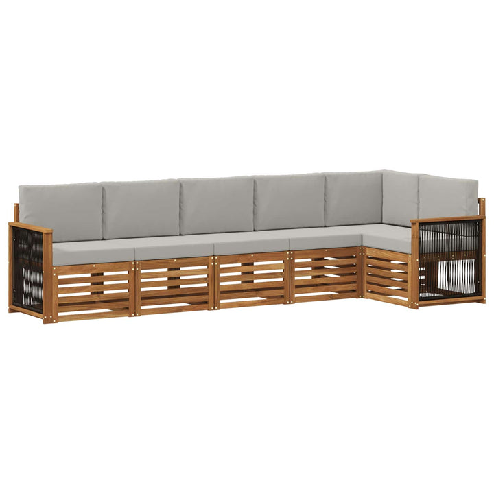 Sektionalsofa sæt med pude 5 pcs Naturfarvet og lysegrå