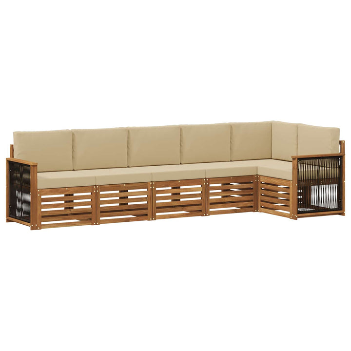 Sektionalsofa sæt 5 pcs Naturfarvet Soli Akacietræ og polyester