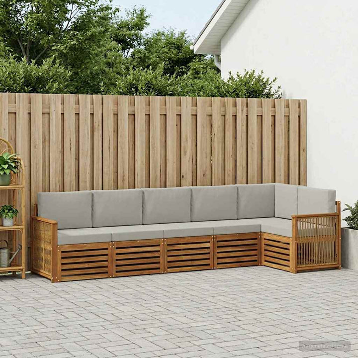 Sektionalsofa sæt med pude 5 pcs Naturfarvet og lysegrå