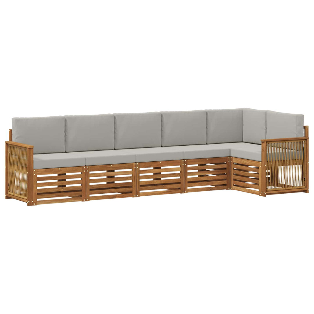 Sektionalsofa sæt med pude 5 pcs Naturfarvet og lysegrå