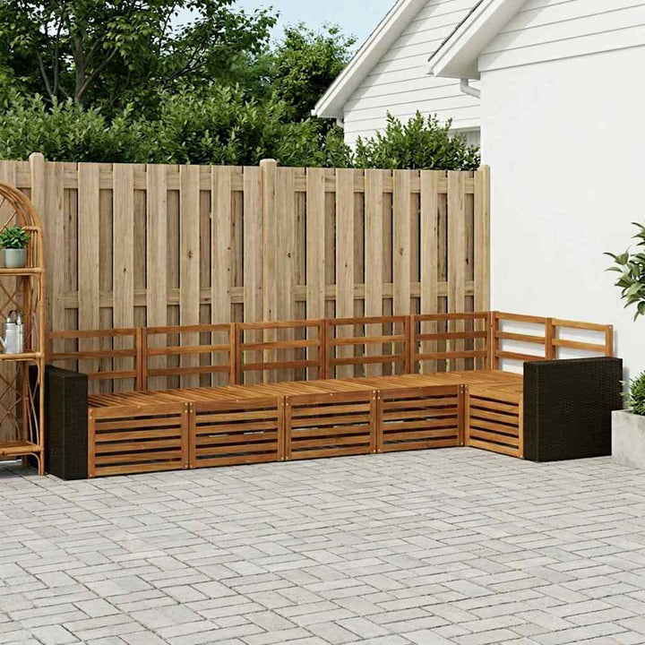 Sektionalsofa sæt 6 pcs Naturfarvet Massivt Akacietræ