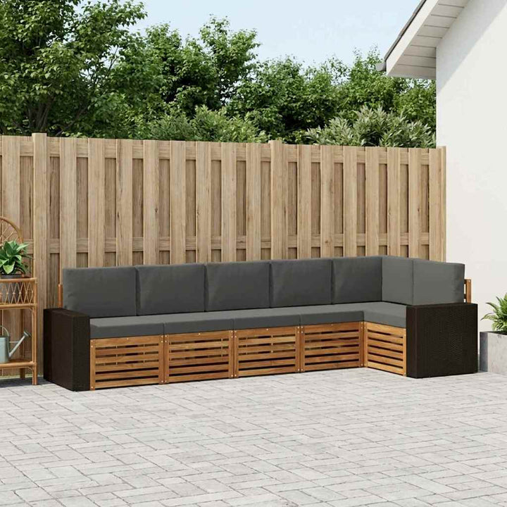 Udendørs sofagruppe 6 stk. Naturlig og Antracit Polyester