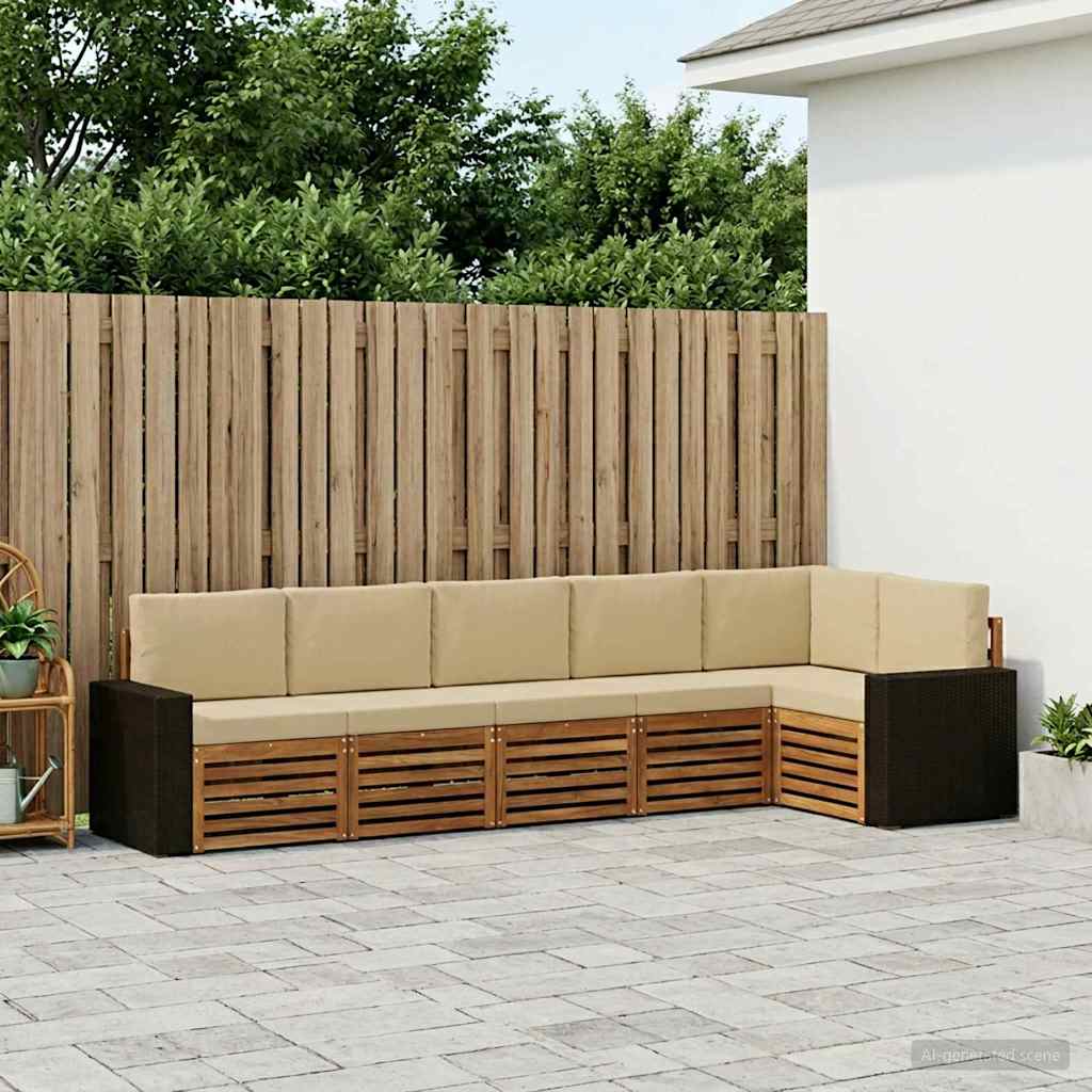 Udendørs sofagruppe 6 stk. Naturlig og Beige Polyester