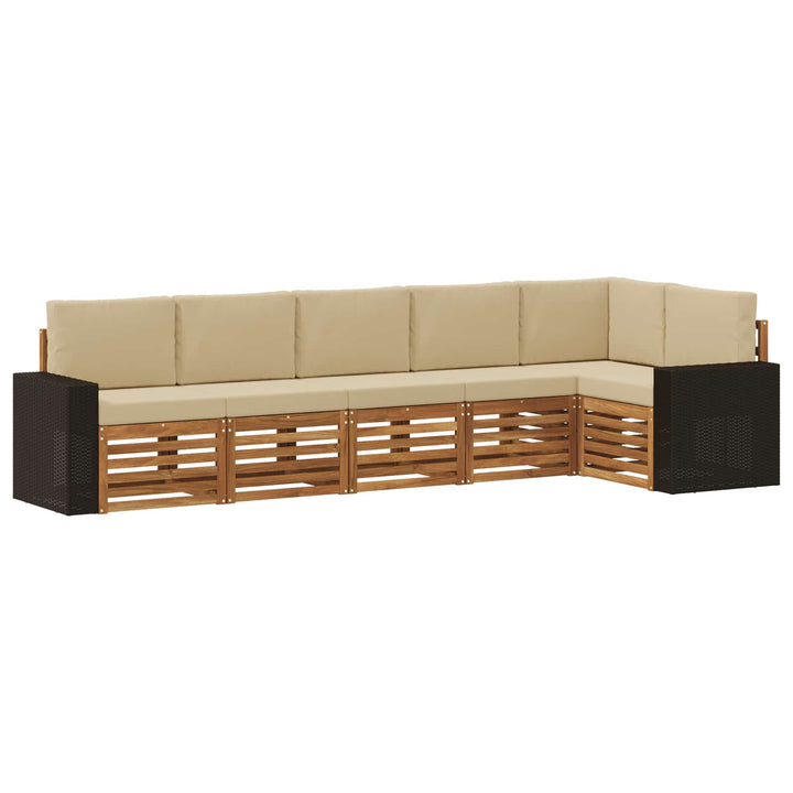 Udendørs sofagruppe 6 stk. Naturlig og Beige Polyester