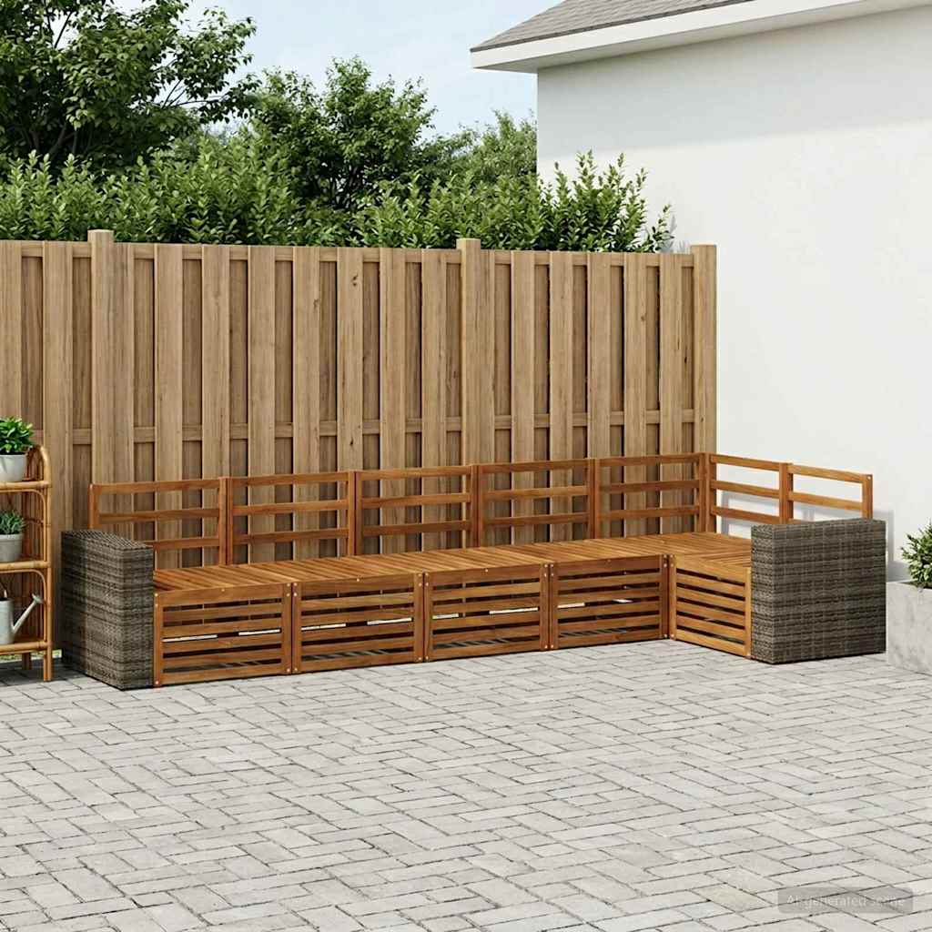 Udendørs sofagruppe 6 stk. Naturfarvet Polyester