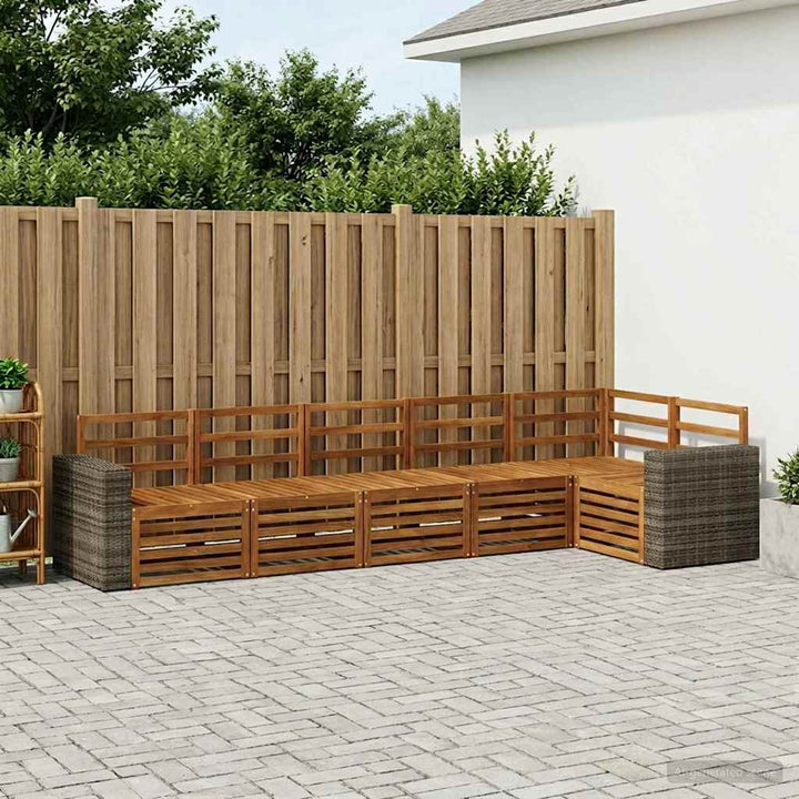 Udendørs sofagruppe 6 stk. Naturfarvet Polyester
