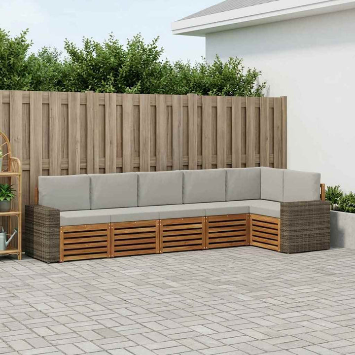 Udendørs sofagruppe 6 stk. Naturfarvet og lysegrå Polyester
