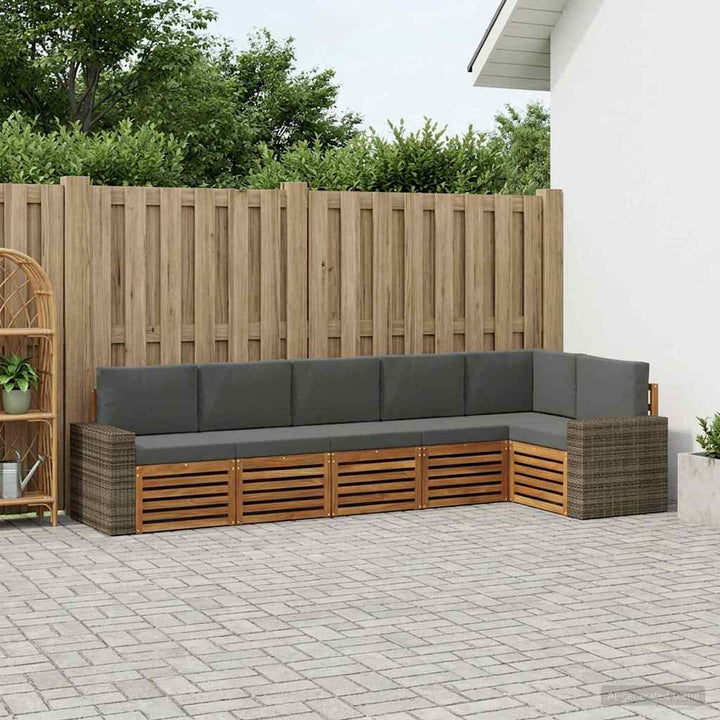 Udendørs sofagruppe 6 stk. Naturlig og Antracit Polyester