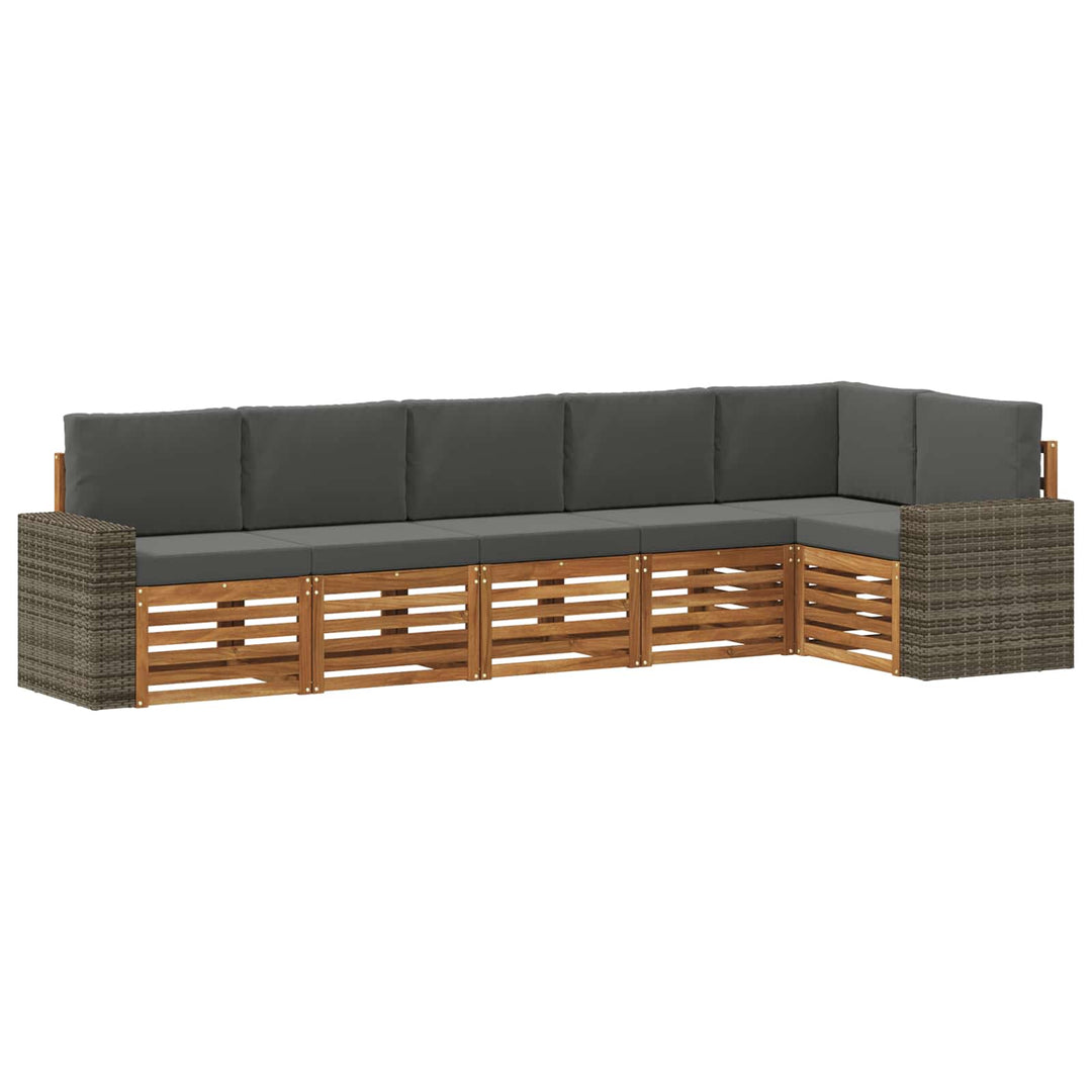 Udendørs sofagruppe 6 stk. Naturlig og Antracit Polyester