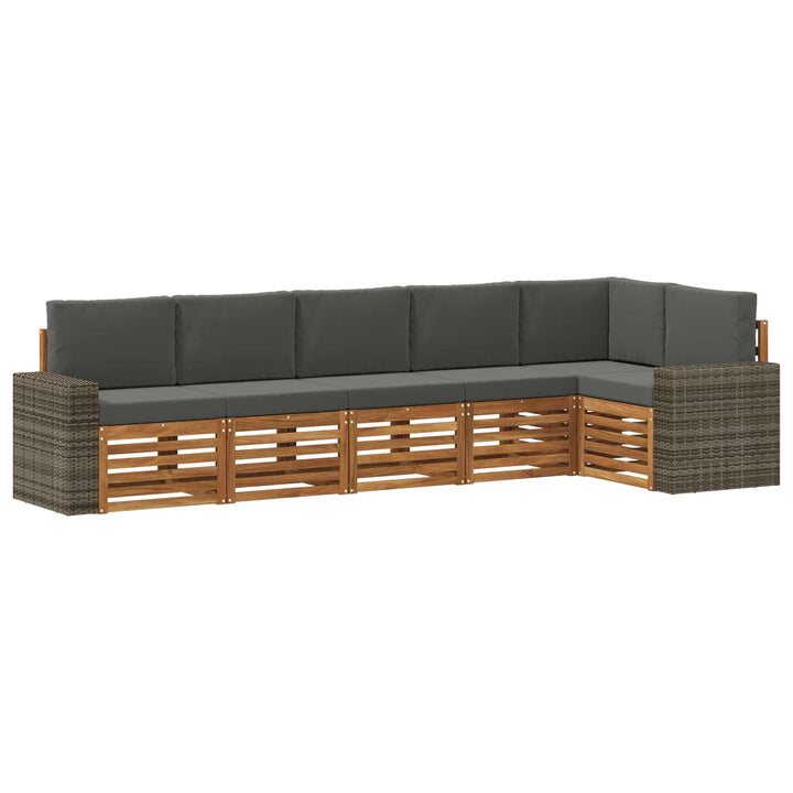 Udendørs sofagruppe 6 stk. Naturlig og Antracit Polyester