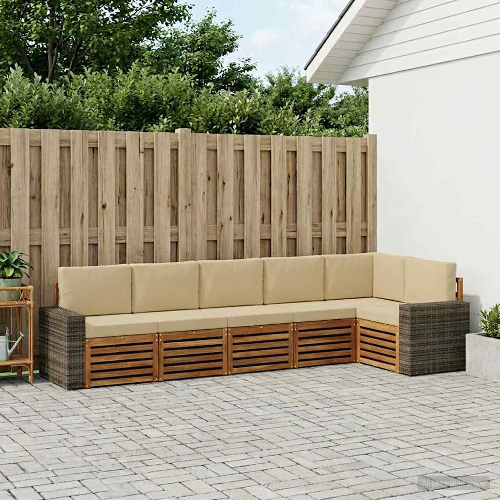 Udendørs sofagruppe 6 stk. Naturlig og Beige Polyester