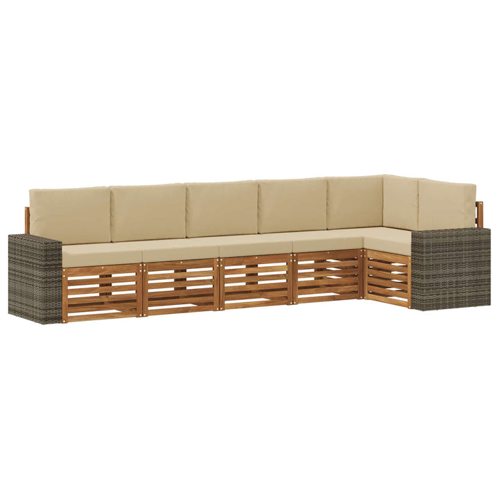Udendørs sofagruppe 6 stk. Naturlig og Beige Polyester