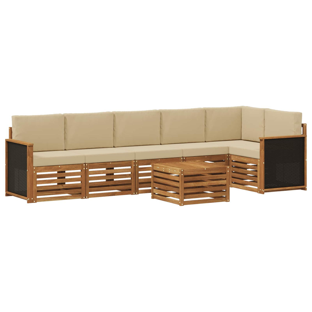 Sektionalsofa sæt 6 pcs Naturfarvet Soli Akacietræ og polyester