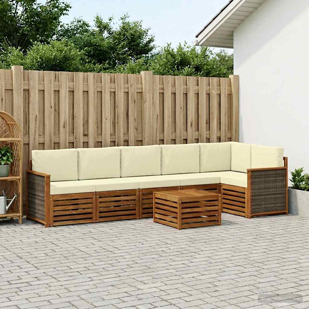 Sektionalsofa sæt med pude 6 pcs Naturlig og Fløde