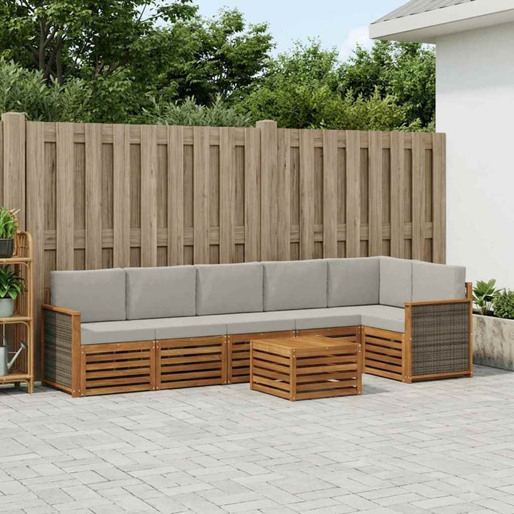 Sektionalsofa sæt med pude 6 pcs Naturfarvet og lysegrå