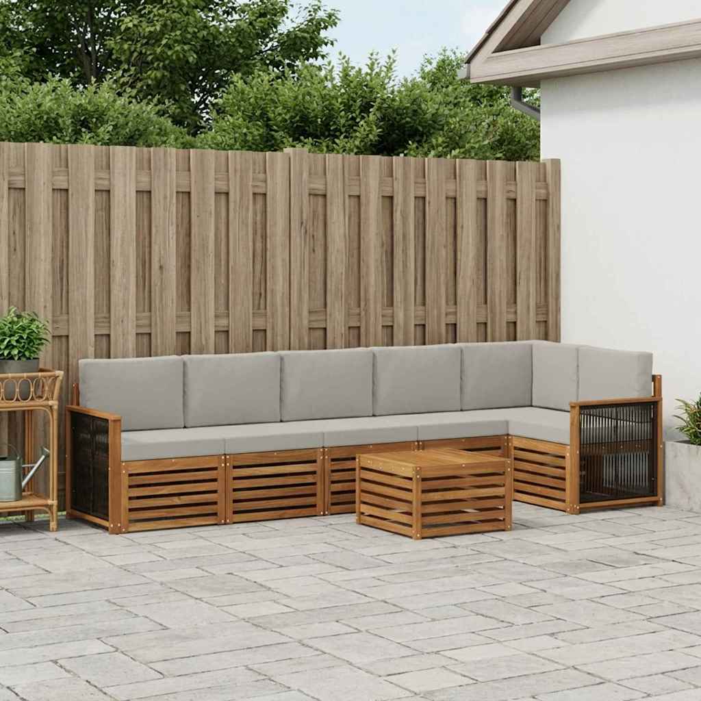 Sektionalsofa sæt med pude 6 pcs Naturfarvet og lysegrå