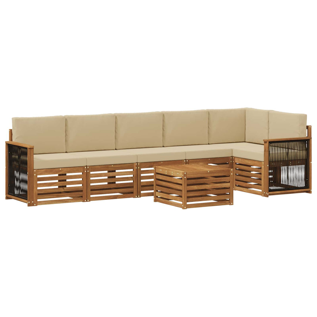 Sektionalsofa sæt 6 pcs Naturfarvet Soli Akacietræ og polyester