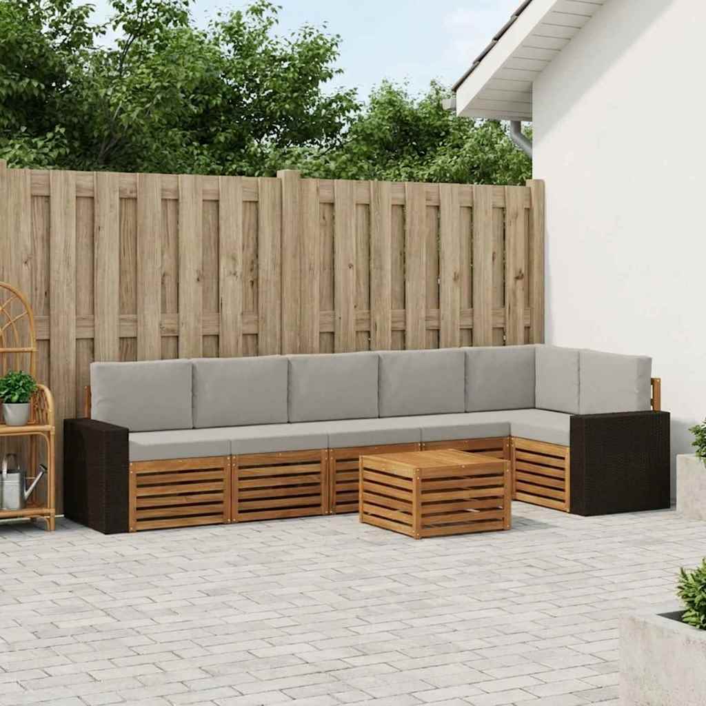 Sektionalsofa sæt med pude 7 pcs Naturfarvet og lysegrå