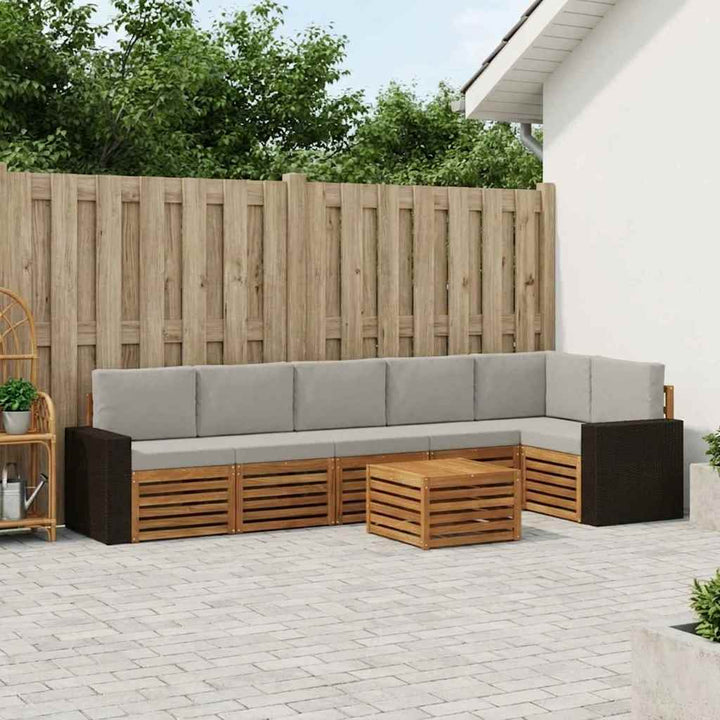 Sektionalsofa sæt med pude 7 pcs Naturfarvet og lysegrå