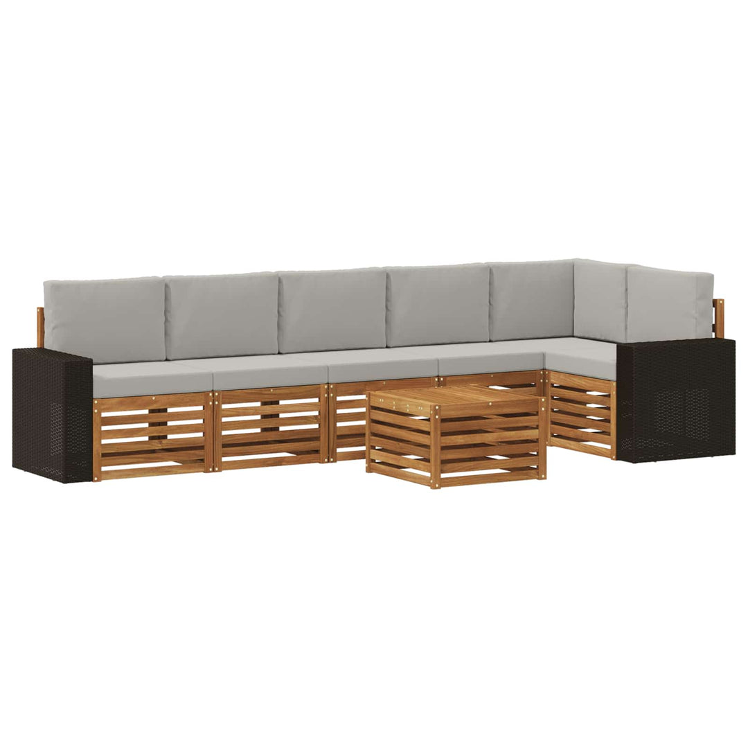 Sektionalsofa sæt med pude 7 pcs Naturfarvet og lysegrå