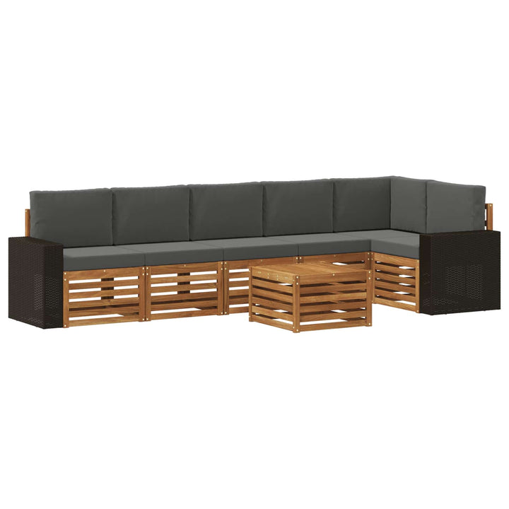 Sektionalsofa sæt 7 pcs Naturlig og Antracit Massivt Akacietræ