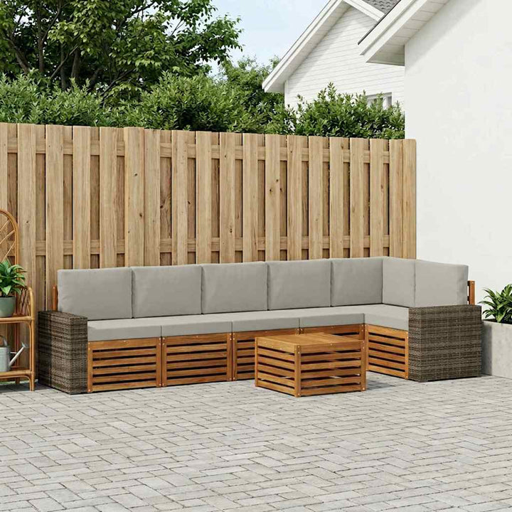 Sektionalsofa sæt med pude 7 pcs Naturfarvet og lysegrå