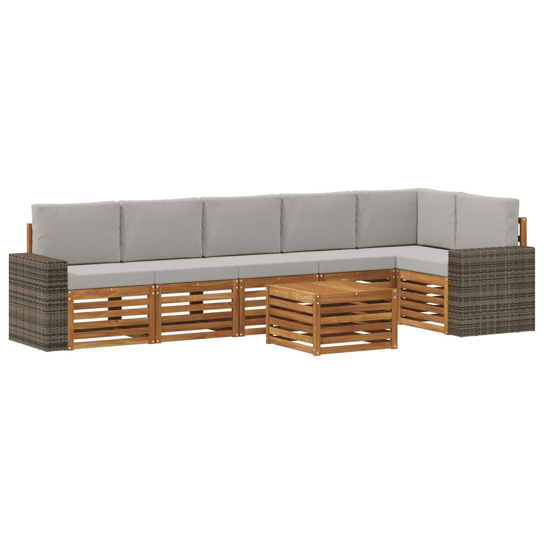 Sektionalsofa sæt med pude 7 pcs Naturfarvet og lysegrå