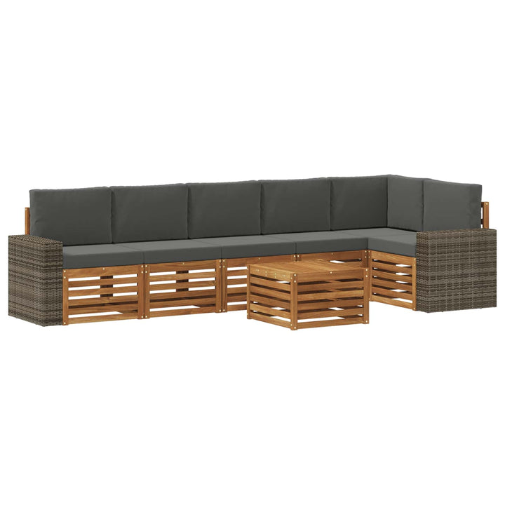 Sektionalsofa sæt 7 pcs Naturlig og Antracit Massivt Akacietræ