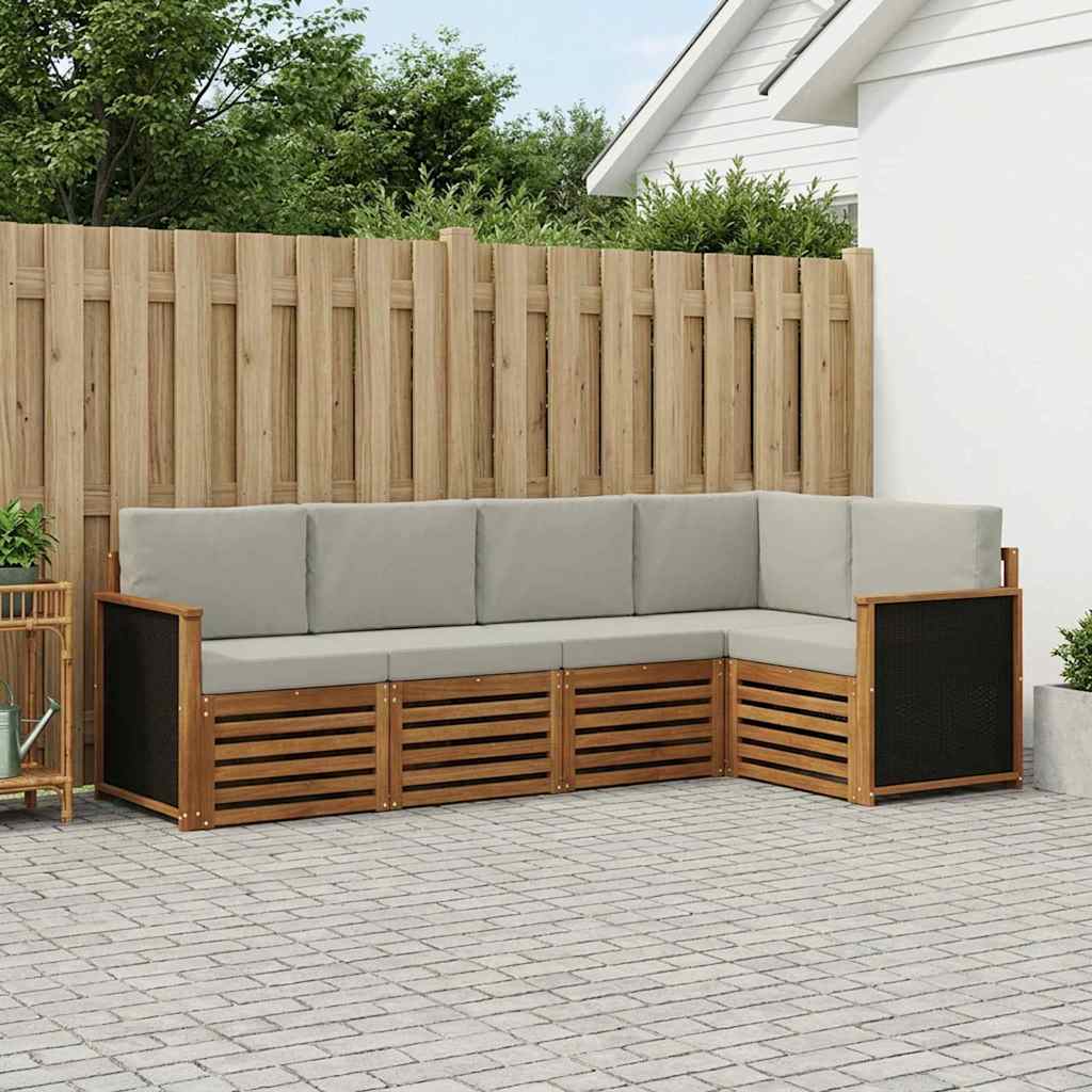 Sektionalsofa sæt med pude 6 pcs Naturfarvet og lysegrå